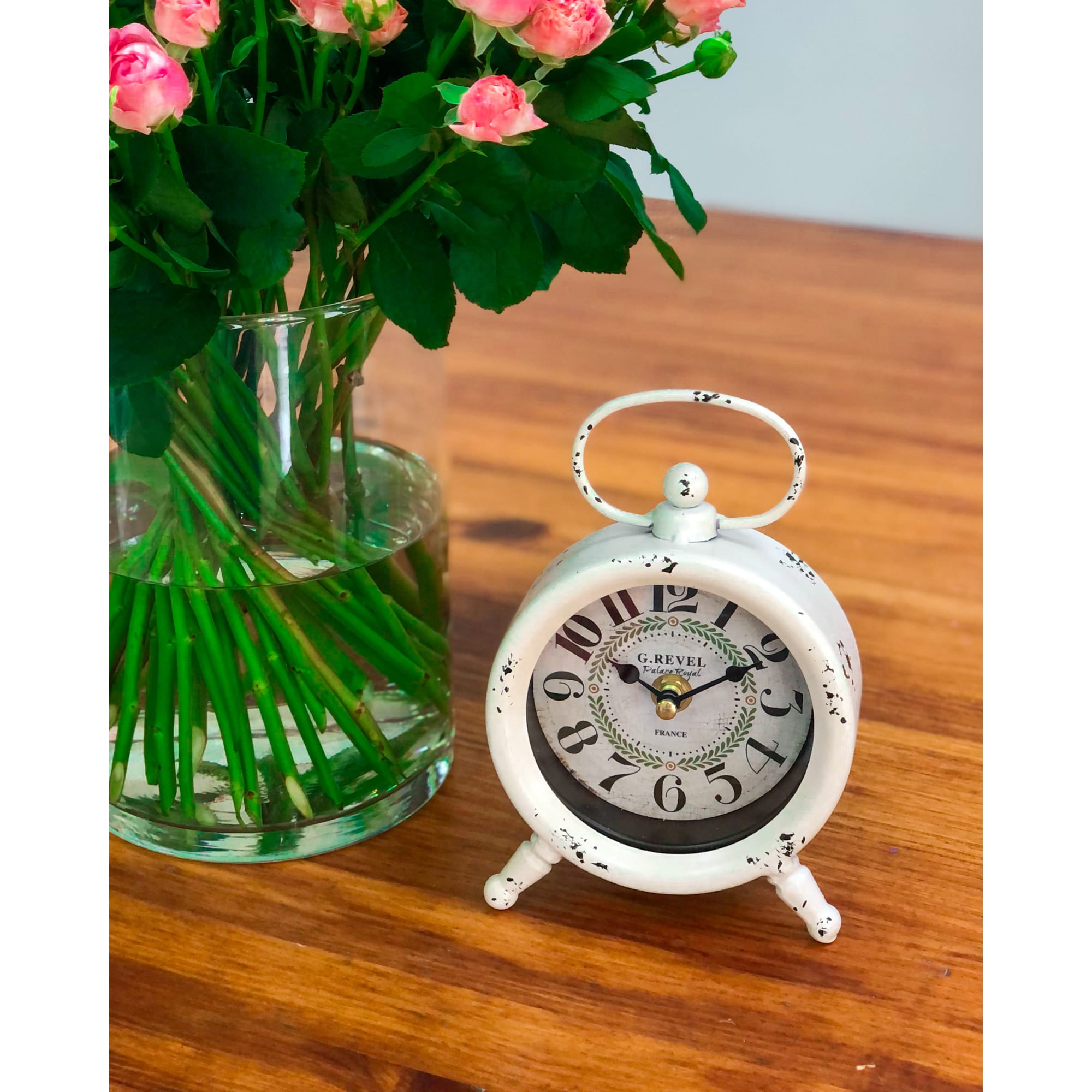 82735921 Часы настольные «» металл белые 12х5х18 см Эталон Santreyd  - Вид №3