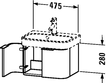 H2626807575 Happy D.2 Тумбочка подвесная Лен, декор Duravit - Вид №1