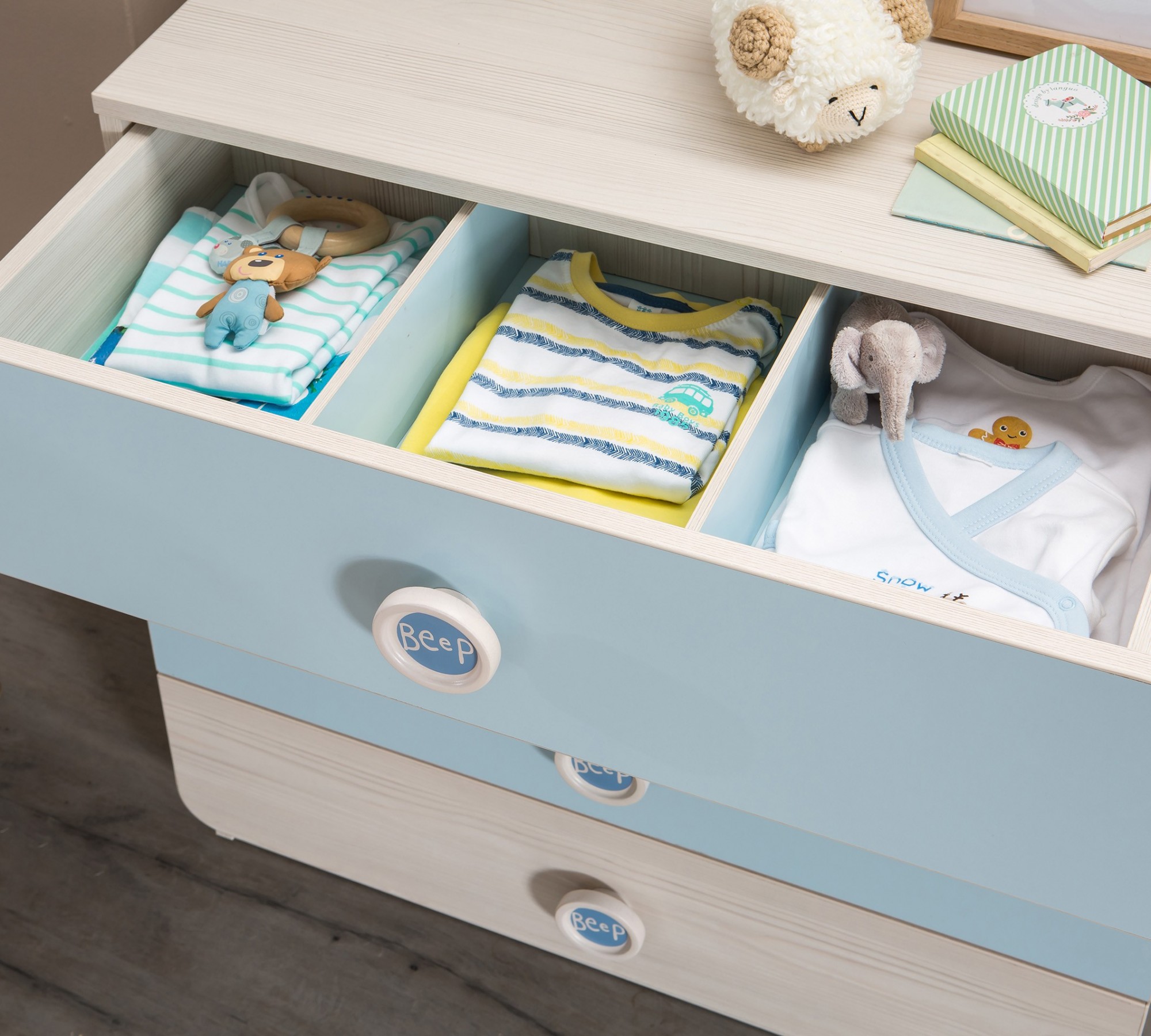 Комод детский с 4 ящиками голубой Baby Boy CILEK BABY BOY 00-3832233 Бежевый;голубой Santreyd  - Вид №2