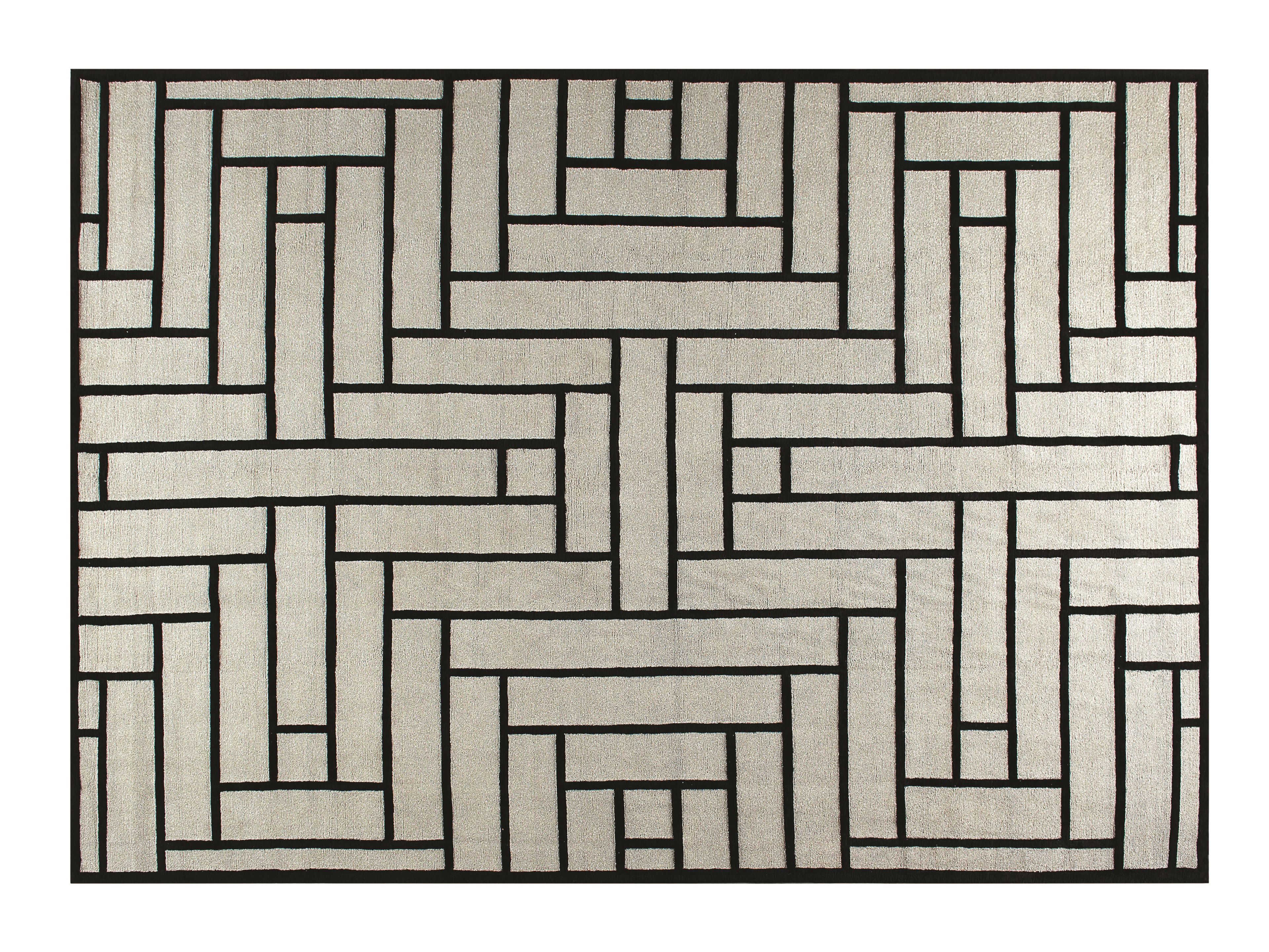 Прямоугольный ковер ручной работы с геометрическим рисунком ROCHE BOBOIS Globe trotter ARCH-00094445 - Вид №1