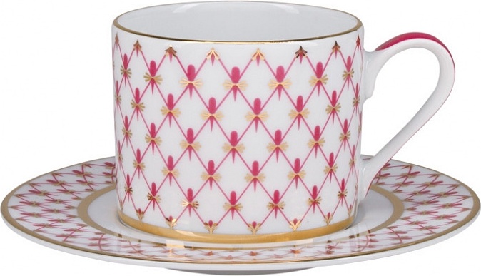 10611130 Императорский фарфоровый завод Чашка чайная с блюдцем ИФЗ "Сетка-Блюз" 220мл, ф.Соло Фарфор твердый 