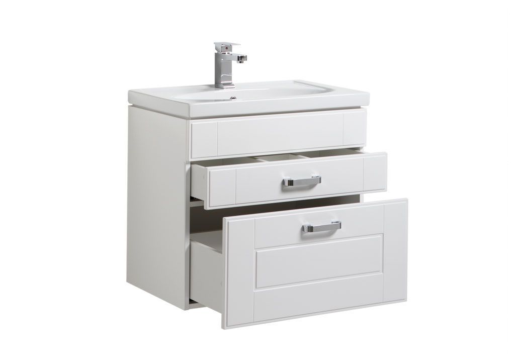 Тумба под раковину Aquanet Рондо 70 белый (2 ящика) sun-id-270639 - Вид №1
