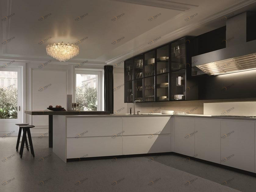 Poliform Модульная кухня из дерева и стекла sun-id-1411379