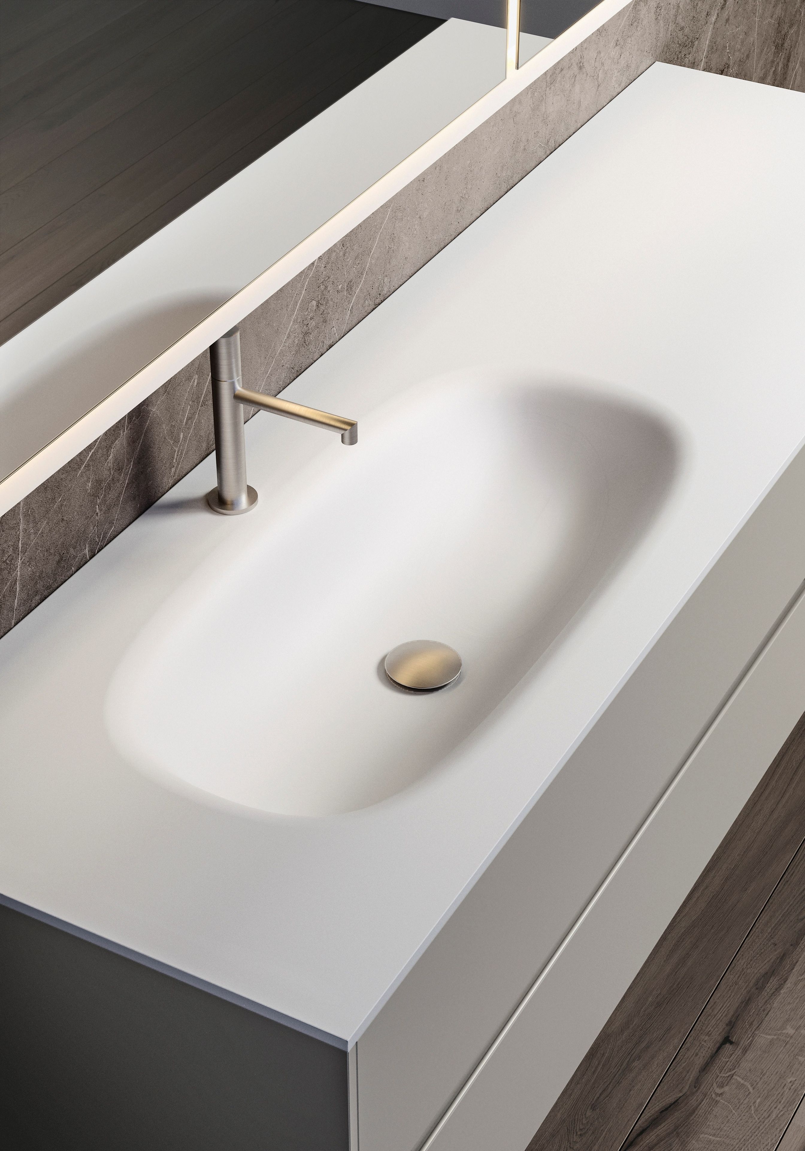 Шкаф для умывальника с ящиками с зеркалом Ideagroup Nyù ARCH-00044795 - Вид №3