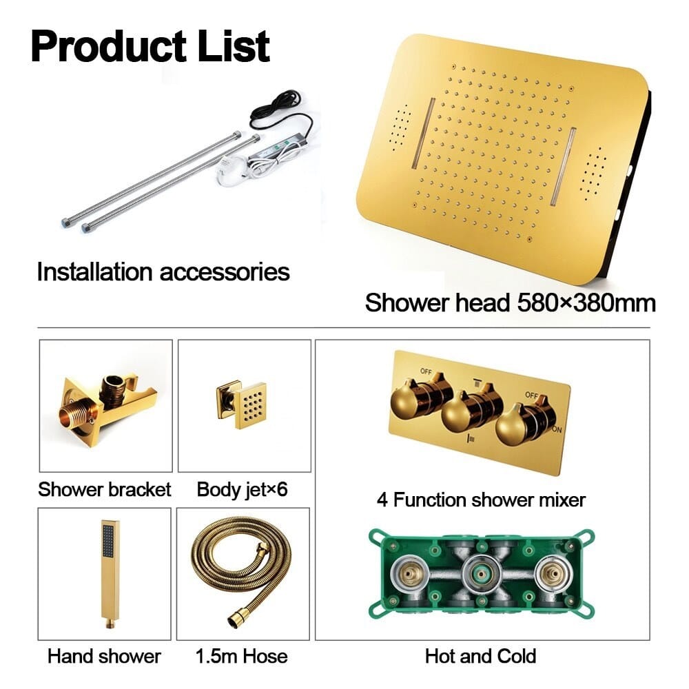 Светодиодный набор для душа из нержавеющей стали с ручным душем Fontana Showers FS1453 ARCH-00076213 - Вид №6