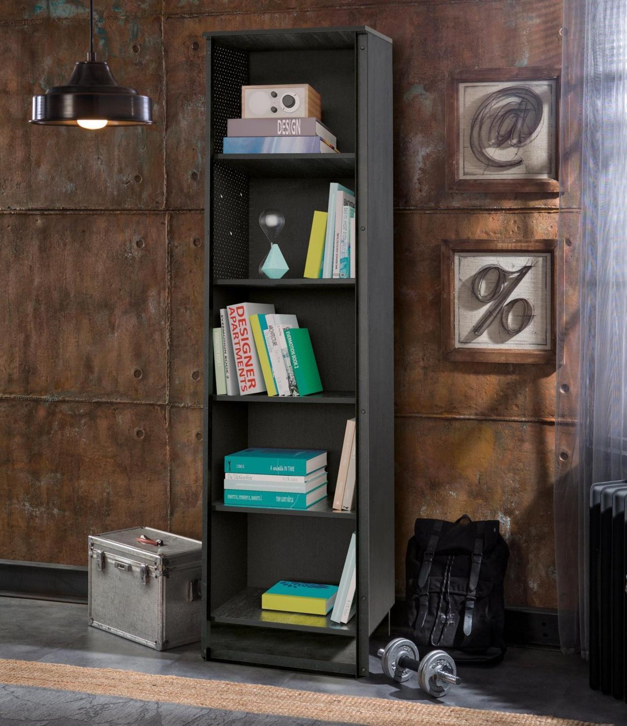 Стеллаж для книг узкий черный Dark Metal CILEK DARK METAL 00-3832189 Черный Santreyd  - Вид №1