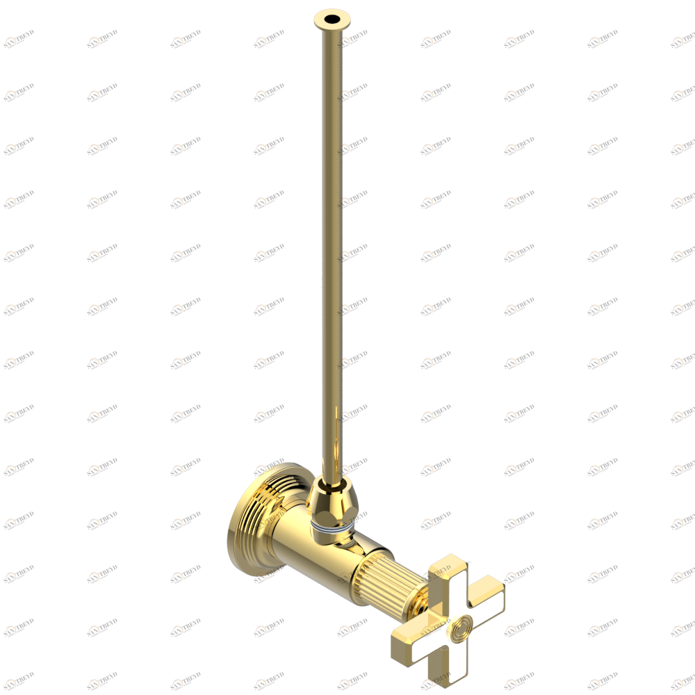 U9R-181/S Кран запорный 1/2" стильный регулируемый с 30 cм трубкой Thg-paris Grand central с ручками-крестиками с белым ониксом Золото U9R-181/S CAT.F