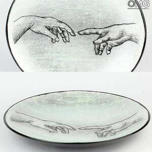 2207 ORIGINALMURANOGLASS Сотворение Адама, Микеланджело - муранское стекло 30 см