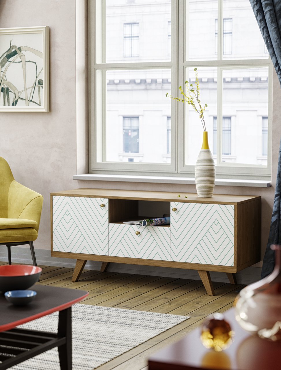 Тумба под телевизор белая с ящиком Thimon THE IDEA  210240 Белый  - Вид №2