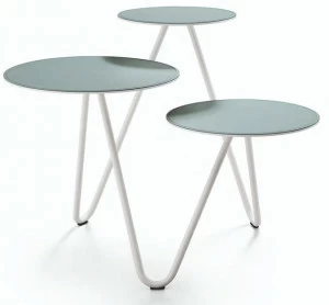 Midj Журнальный столик из лакированной стали, столешницы обтянуты кожей. Apelle