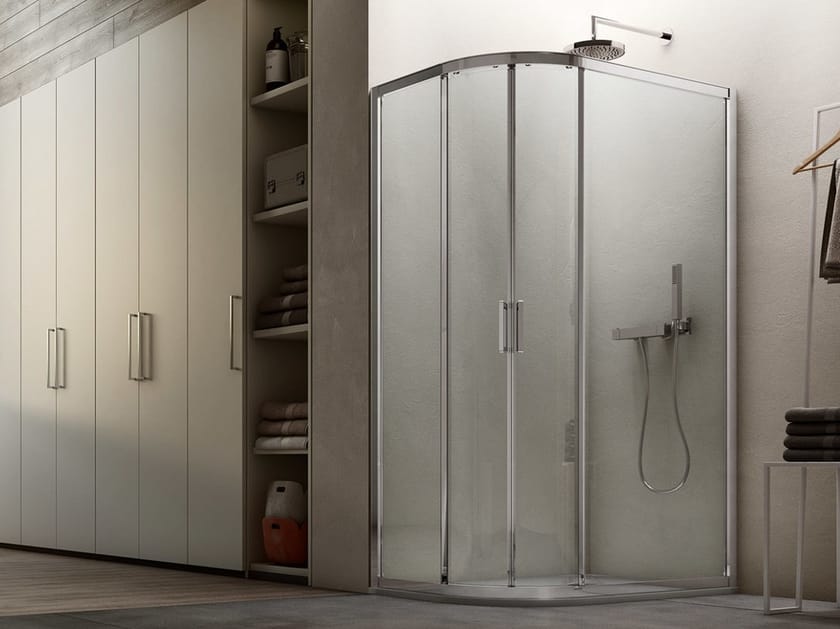 Стеклянная полукруглая душевая кабина с раздвижной дверью ARCOM A6 ARCH-00126583