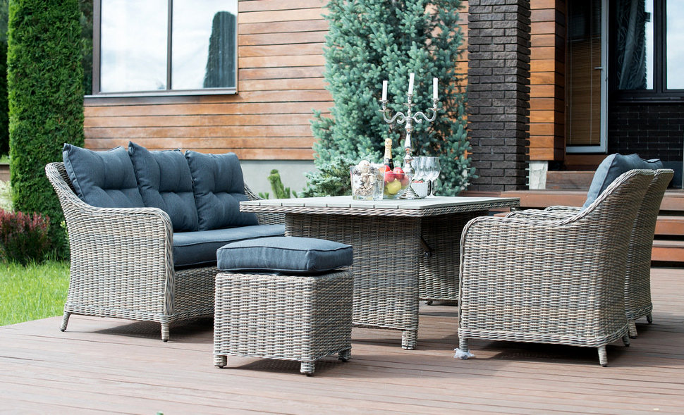 Мебель для дачи серая, диван кресла и столик на 6 персон "Сардиния" BESTA FIESTA  132665 Коричневый  - Вид №1