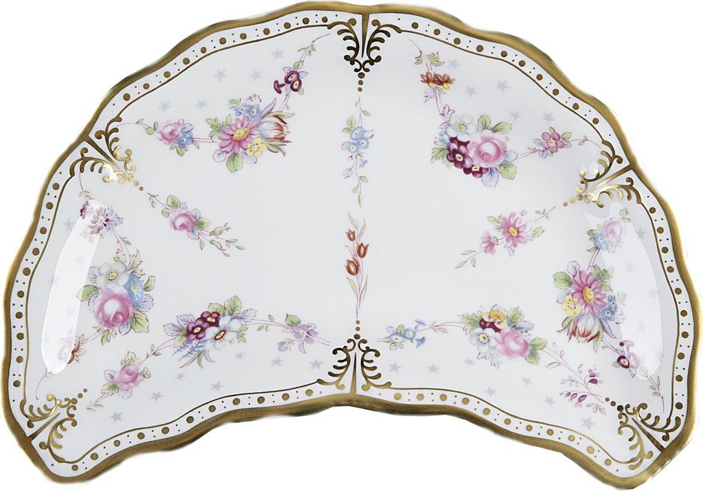 60350 Royal Crown Derby Блюдо - полумесяц Royal Crown Derby "Роял Антуанетта" 26см Фарфор костяной 
