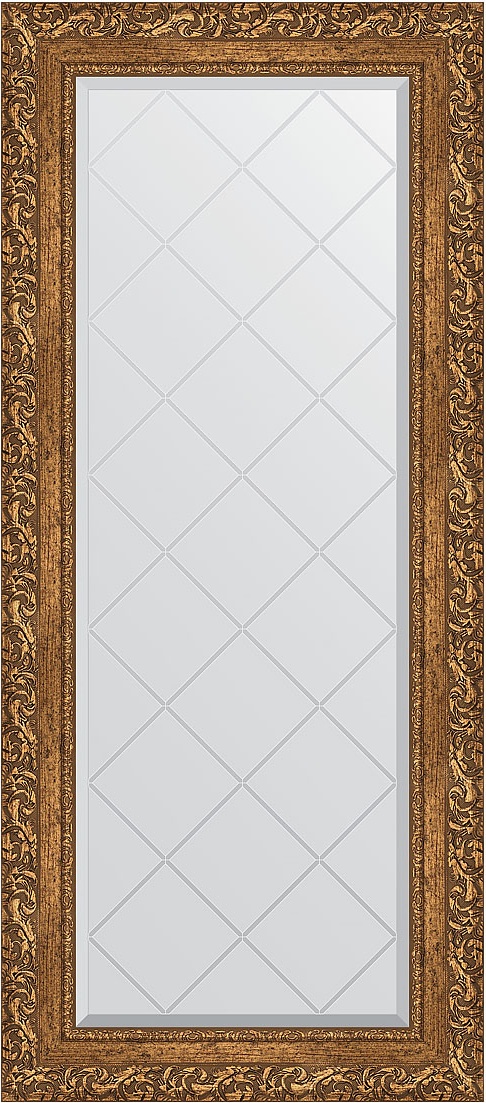 BY 4056 Зеркало с гравировкой в багетной раме - виньетка бронзовая 85 mm EVOFORM Exclusive-G