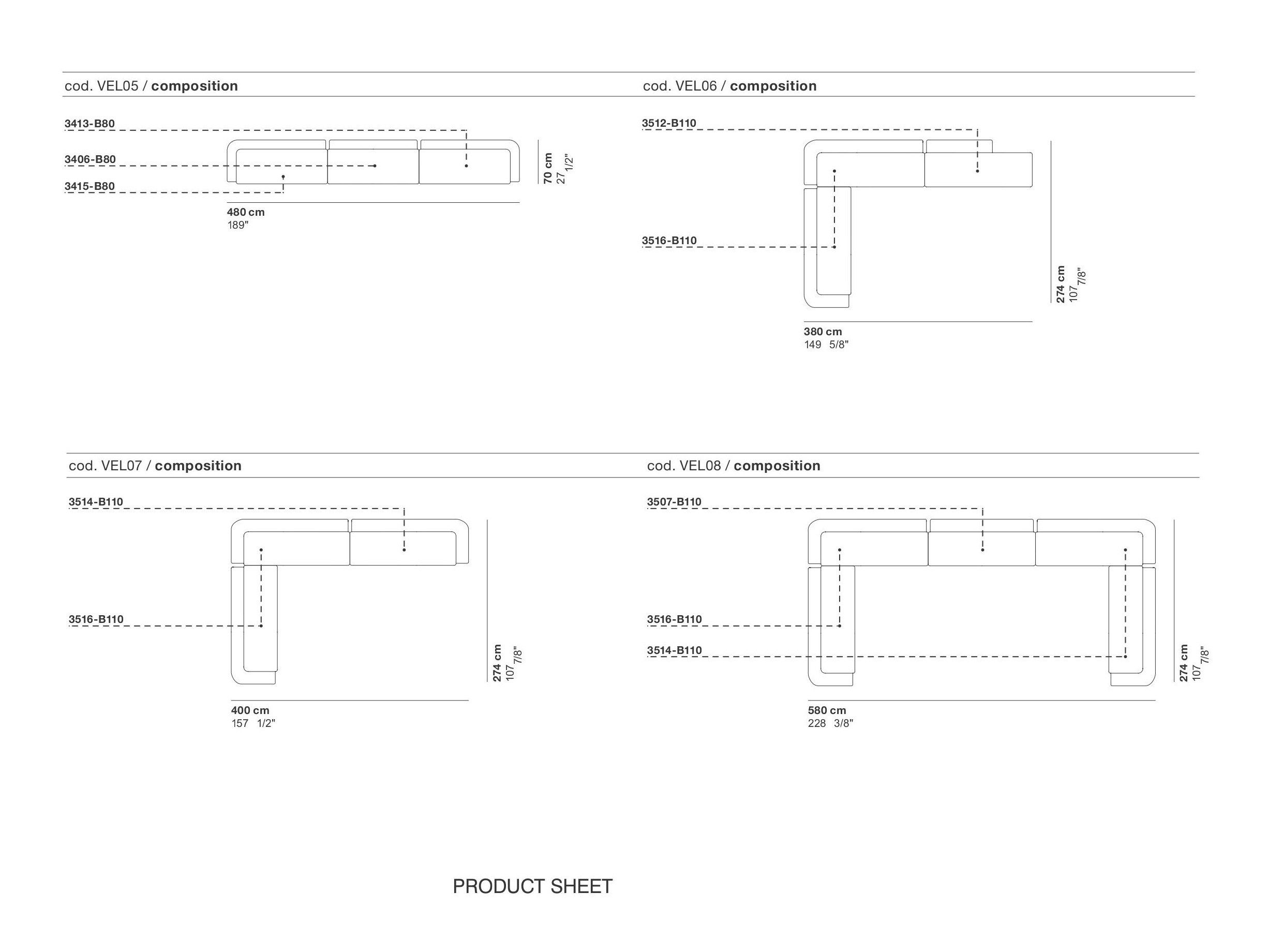 Модульный диван для контракта La Cividina велюр ARCH-00144362 - Вид №15