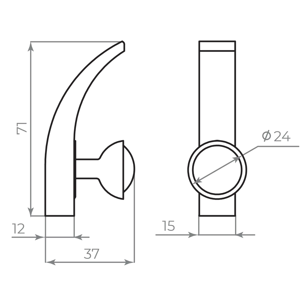 Крючок мебельный Ajax MB-LM/K-004 1.5x7.1x3.7 см цвет серый STLM-2154318 - Вид №5