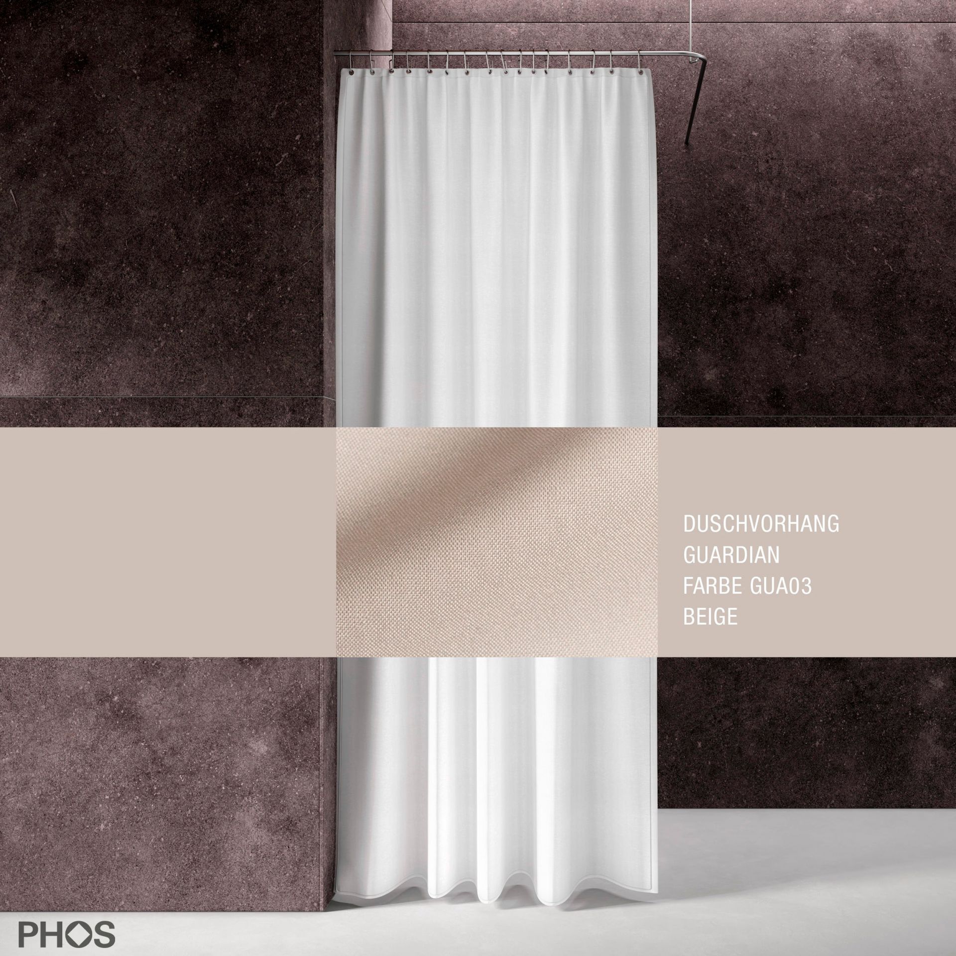 DV-GCS200-120-GUA03 Душевая занавеска Guardian, длина 200 см, ширина 120 см. бежевый PHOS 