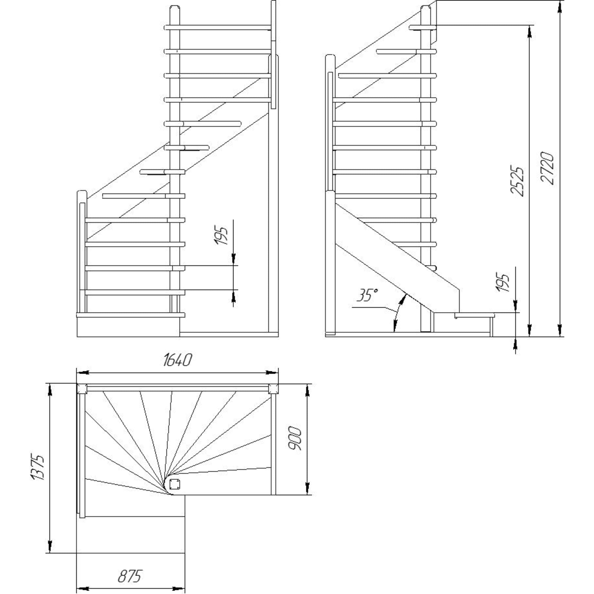 Лестница ЛЕСЕНКА ЛЕС-01 поворотная 180° для мансарды и второго этажа 16275295 STLM-0006761 - Вид №4