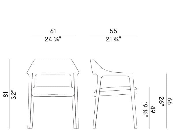 Ясень стул с подлокотниками Potocco Щепка ARCH-00025300 - Вид №1
