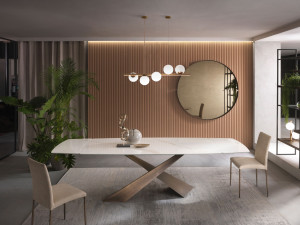 Фиксированный и выдвижной стол с керамической столешницей