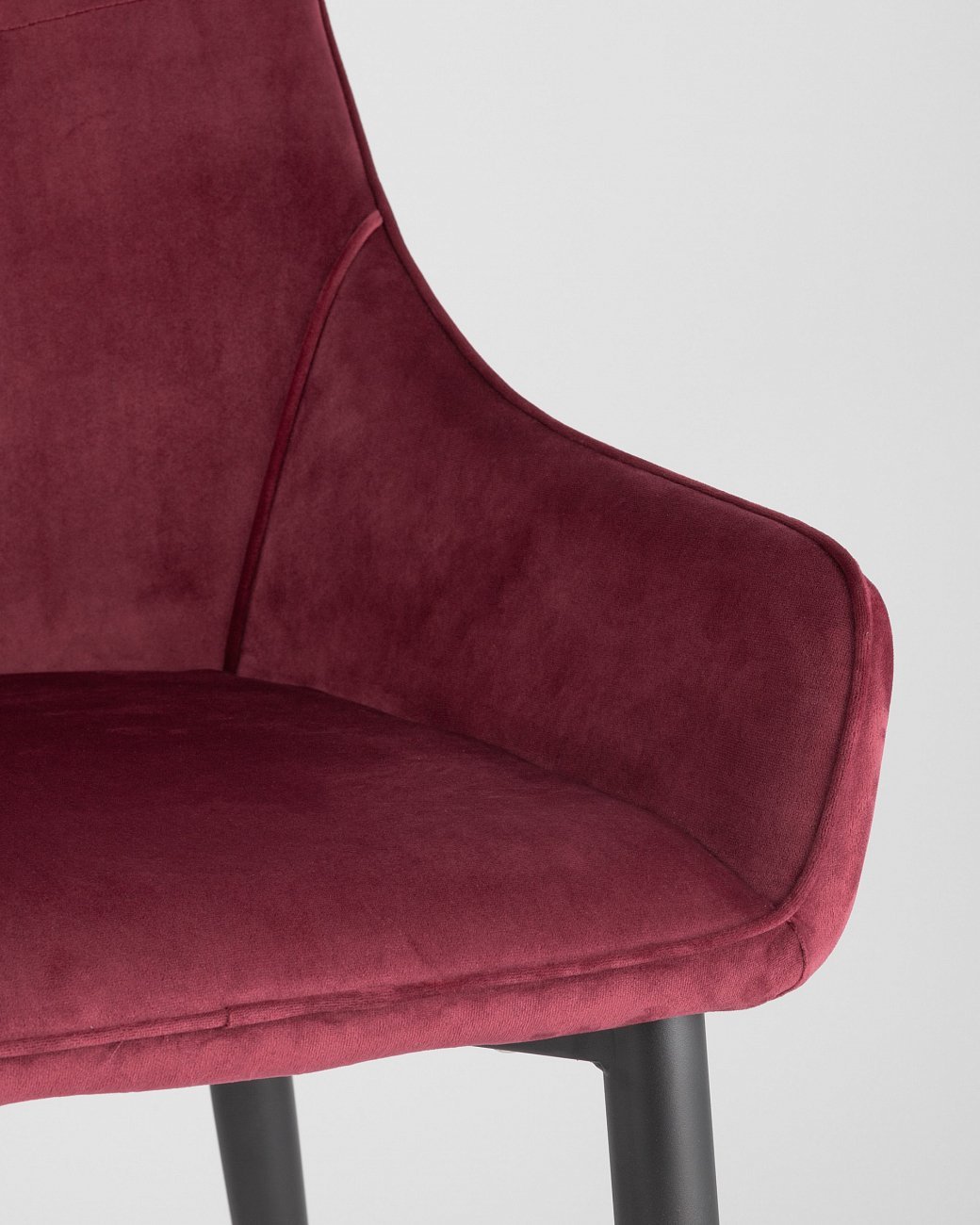 Стул с подлокотниками мягкий бордовый с черными металлическими ножками "Диана" STOOL GROUP ДИЗАЙНЕРСКИЕ 00-3881948 Красный  - Вид №6