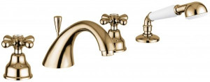 12120BR Смеситель Deco Classic с ручным душем на борт ванны, 4 отверстия, цвет бронза
