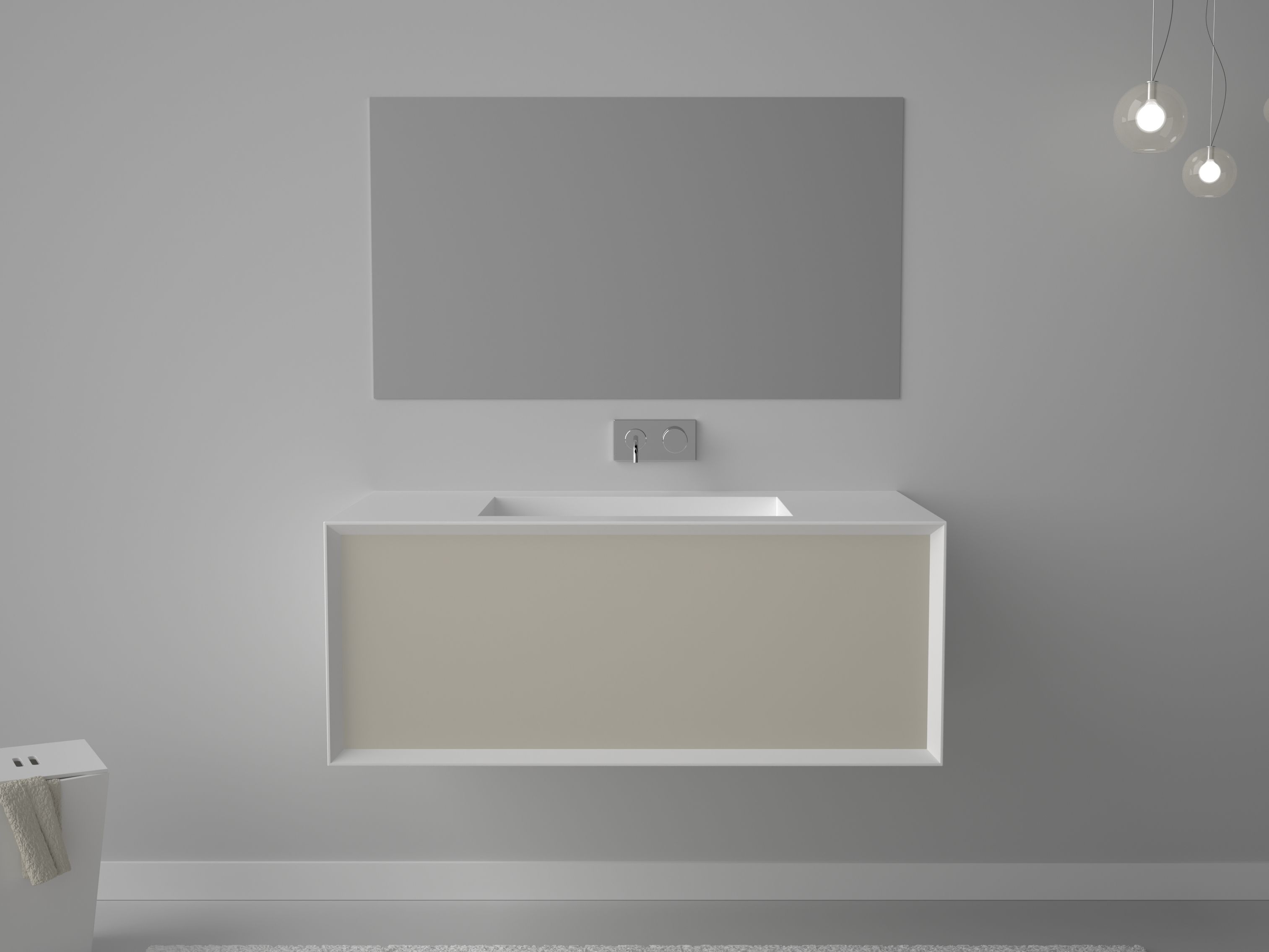 Подвесной шкаф для умывальника из МДФ со встроенной раковиной и ящиками GSG Ceramic Design Милан ARCH-00143491