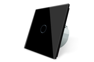 18351979 Одноклавишный сенсорный выключатель W1-101 WiFi черный 060 Bingoelec