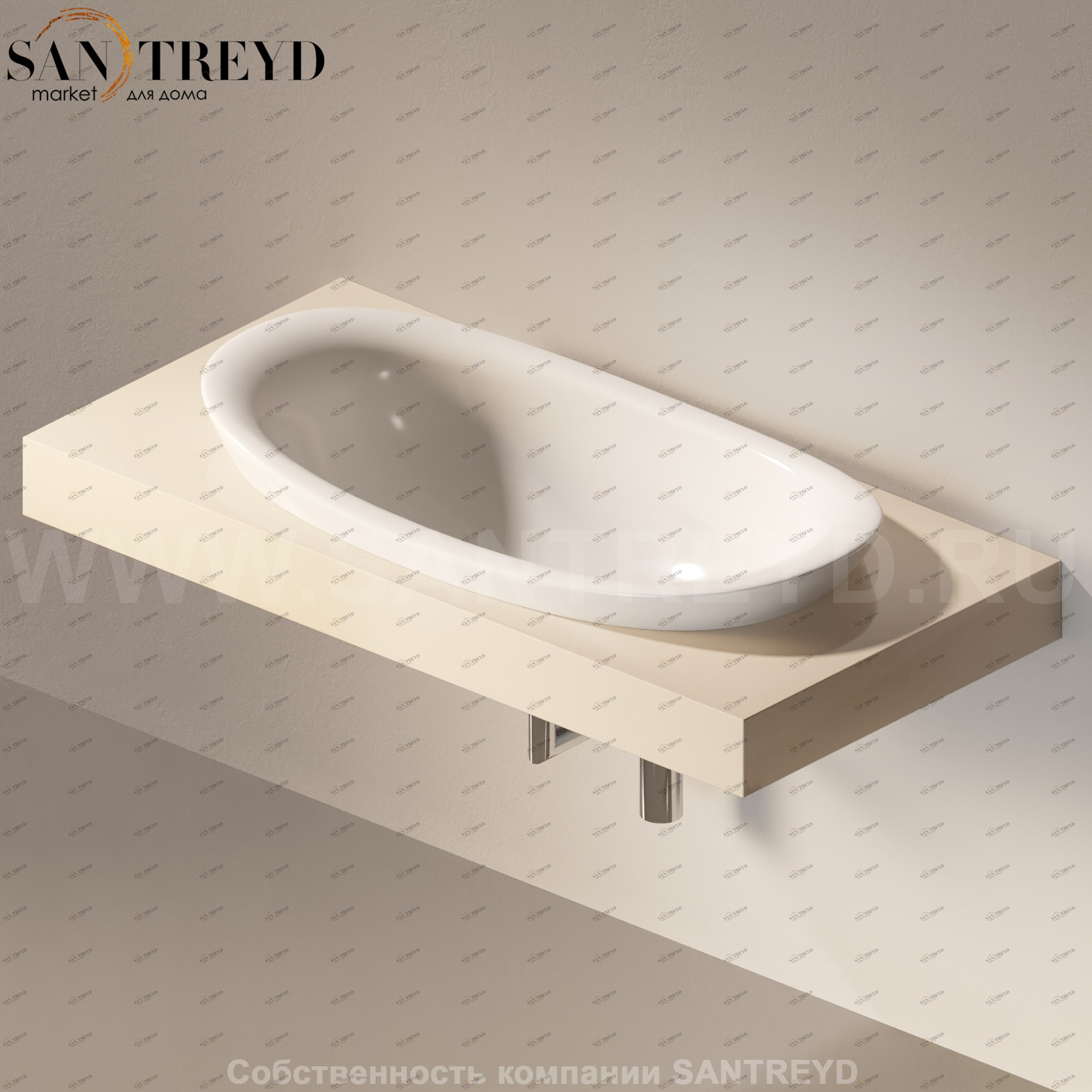 Flaminia IO e SI Столешница с отверстием под раковину бежевая IO90M1.1015 Ceramica Flaminia IO90M11015