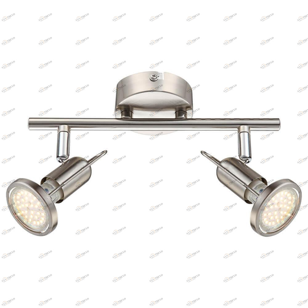 Спот потолочный серебристый матовый на 2 лампы Globo Rail 54382-2 GLOBO RAIL 00-3926200 Никель Ceramica Globo