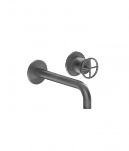 P110B+M011A  Смеситель из стены для раковинывылет 15 см ручка ограничитель потока воды до 5 л/мин при 3 бар впуски 1/2'' без донного клапана Fantini Rubinetti FONTANE BIANCHE