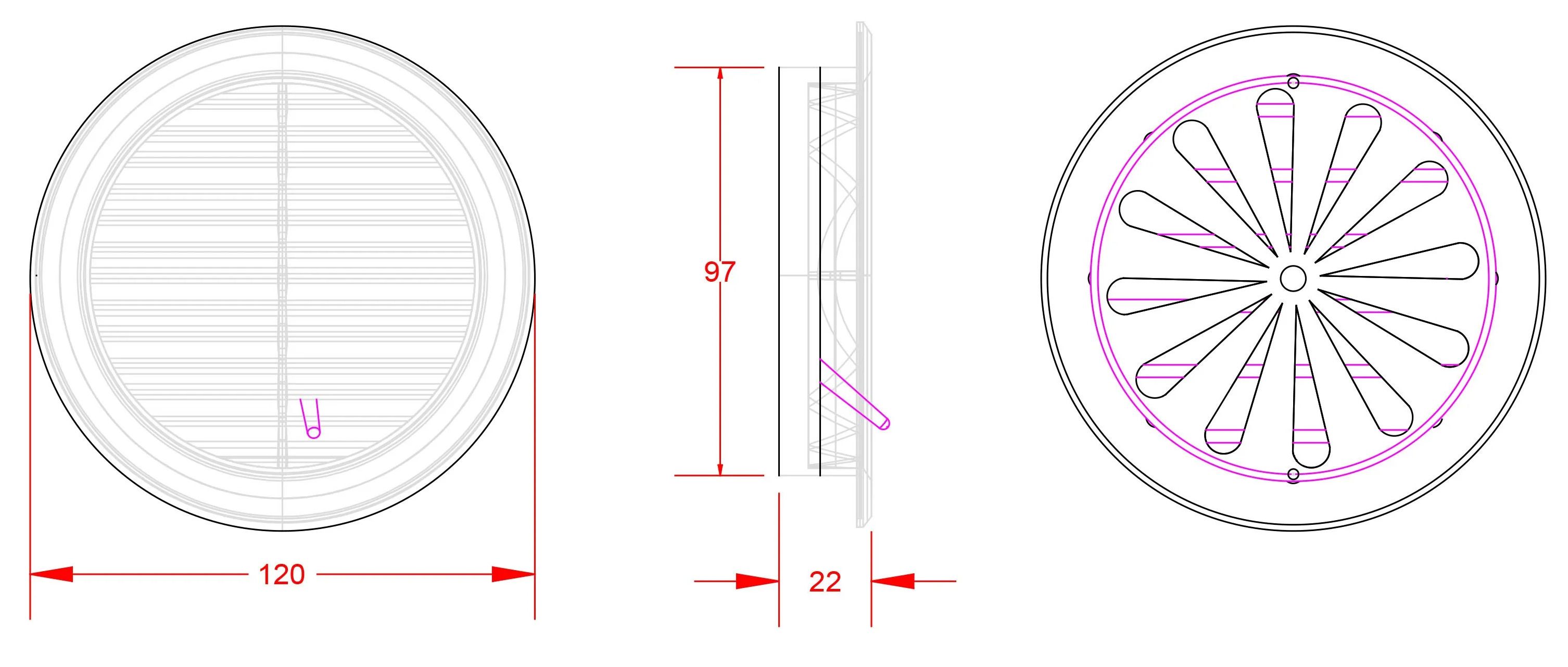Утопленная круглая решетка First Corporation вентиляция ARCH-00098112 - Вид №6