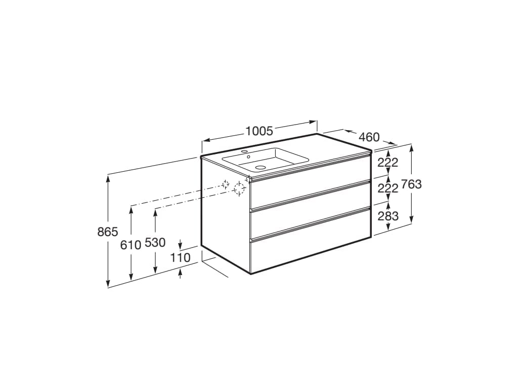 Деревянный подвесной шкаф для умывальника со встроенной раковиной с ящиками Roca The Gap ARCH-00072034 - Вид №90