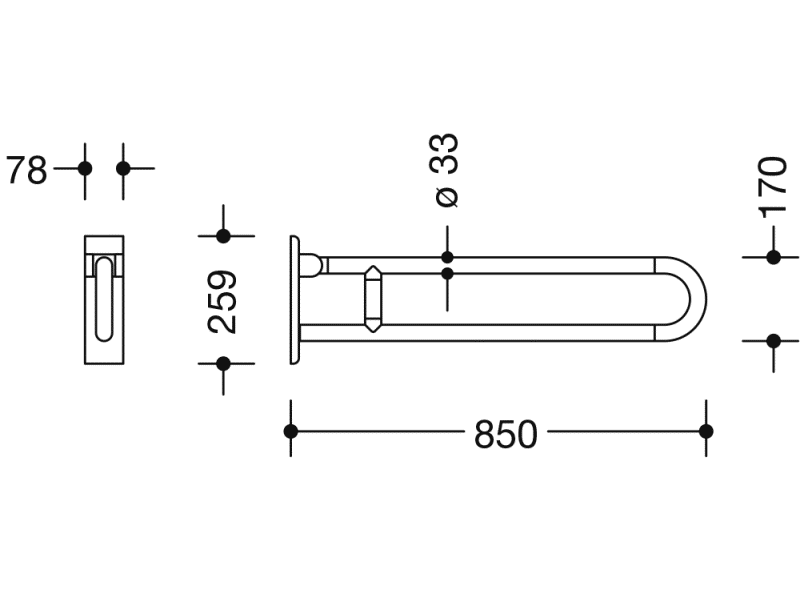 801.50B220 опорная ручка HEWI Edition matt | Polyamid  - Вид №6