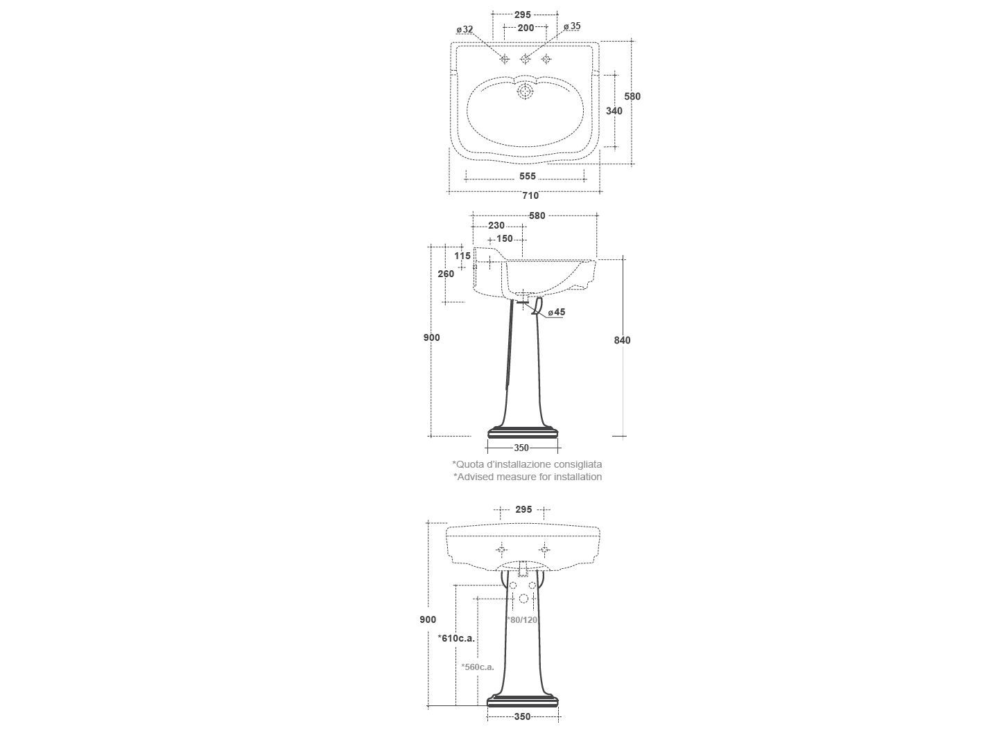 Керамическая раковина на колонне Gaia Mobili Complements ARCH-00028201 - Вид №2