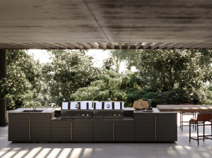 Отдельно стоящий кухонный модуль из травертина