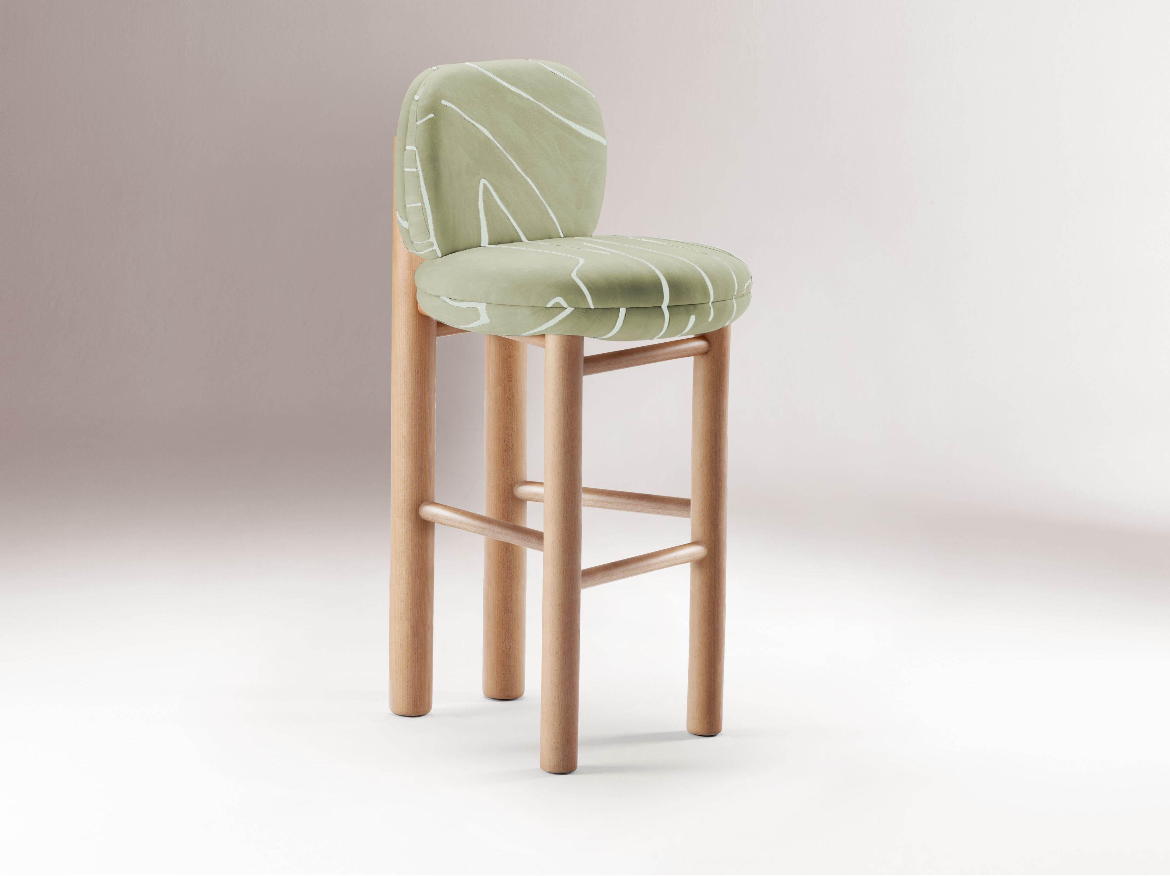 Тканевый мягкий барный стул с подставкой для ног DOOQ Aimi ARCH-00013214