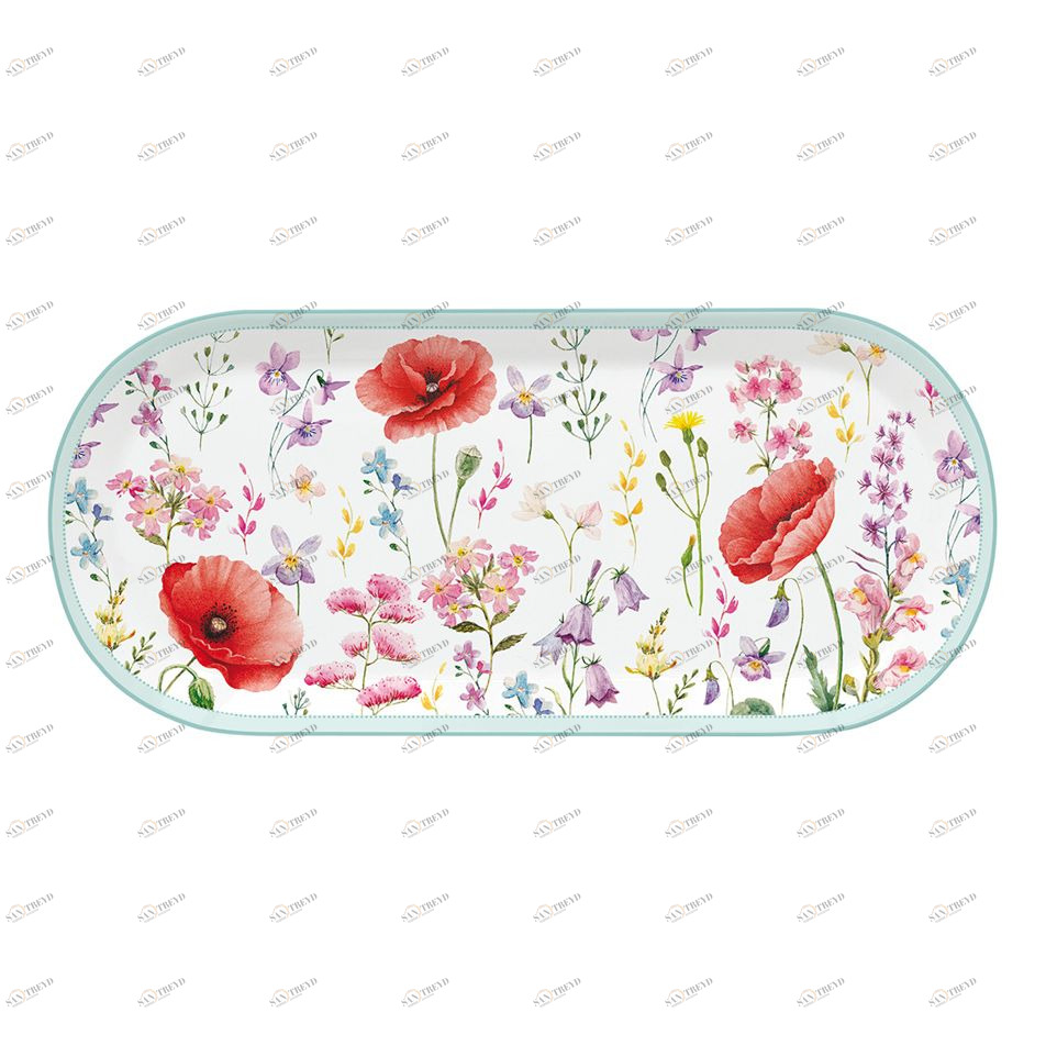 Блюдо фарфоровое овальное белое "Красные маки" EASY LIFE КРАСНЫЕ МАКИ 00-3947006 Белый 