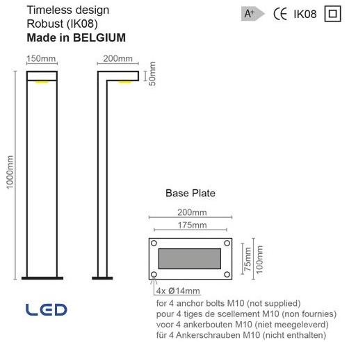 BEL-LIGHTING Светодиодный алюминиевый столбик Sampa 8037p1/8037d1  - Вид №3