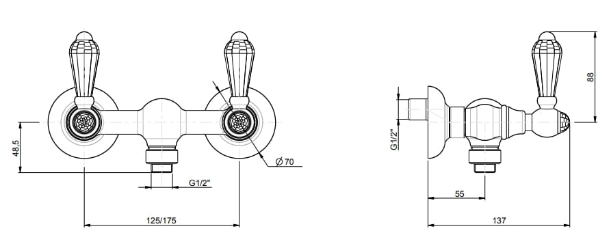 2 отверстия открытый смеситель для душа Rubinetterie Frattini Lybra M Style ARCH-00049726 - Вид №3