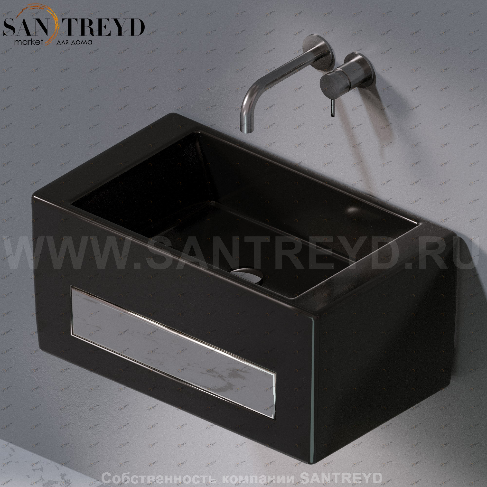 L116104 Подвесная раковина настенная прямоугольная A. e T. Italia Tower черная AeT ITALIA