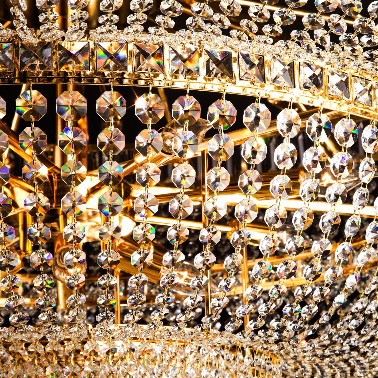 Люстра хрустальная потолочная золото Bogates Solara 360 Strotskis 360 BOGATES ДИЗАЙНЕРСКИЕ, SOLARA 00-3888660 Золото;прозрачный  - Вид №3