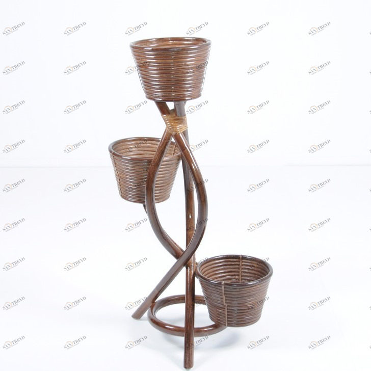 Цветочница круглая с 3 подставками 87х50 см темный коньяк Calamus Rotan VINOTTI  00-3885413 Коричневый 