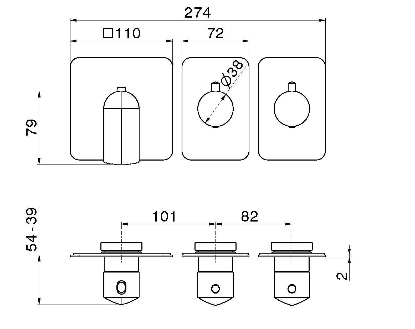 Смеситель для душа с 3 отверстиями и отдельными розетками Newform многофункциональные термостаты 2 выхода ARCH-00112721 - Вид №3