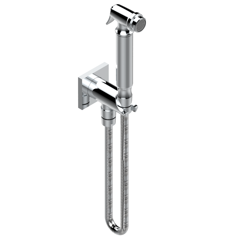 G04-5840/9 Комплект для гигиенического душа: лейка с клапаном, усиленный шланг 1,25м и вывод для шланга со встроенным защитным остановом Thg-paris Pure Хром G04 5840/9 A02 CAT.A