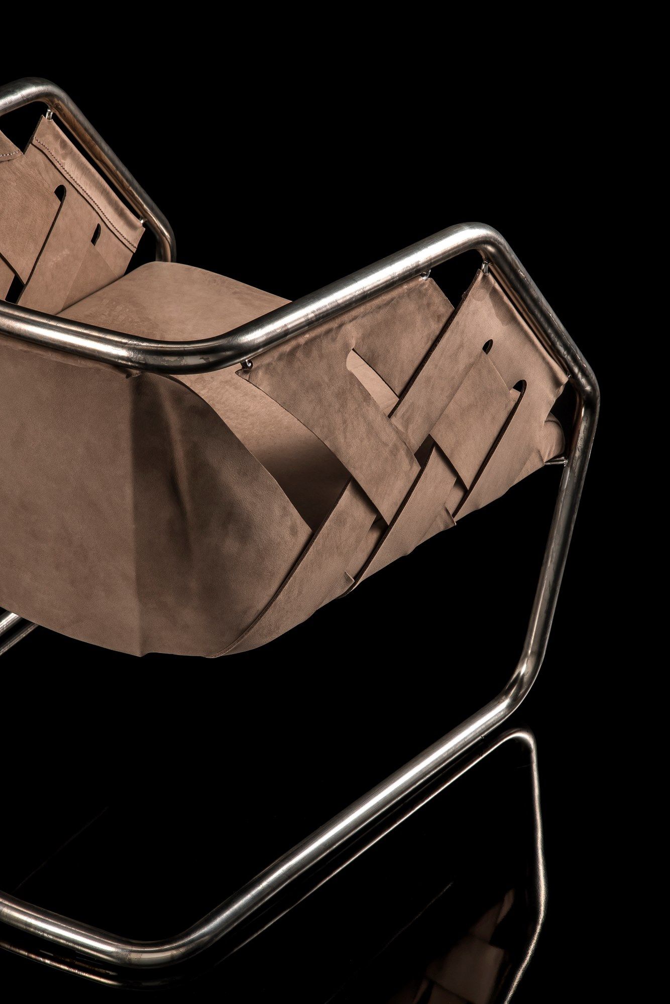 Кожаный мягкий стул с металлическим каркасом Henge Strip ARCH-00146838 - Вид №2