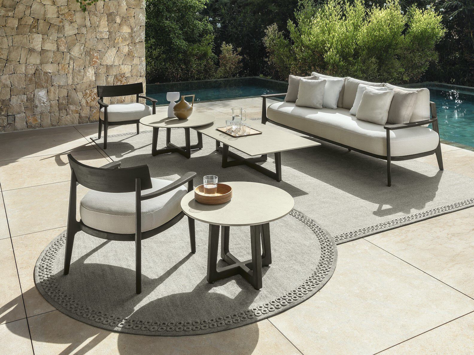 3-местный садовый диван из ткани и розового дерева Talenti Ever ARCH-00064065 - Вид №2