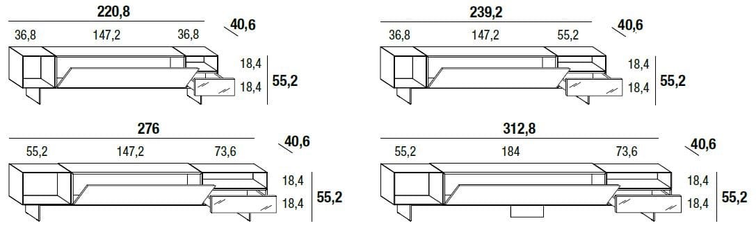 Стеклянный шкаф для телевизора Lago 36e8 ARCH-00083528 - Вид №3