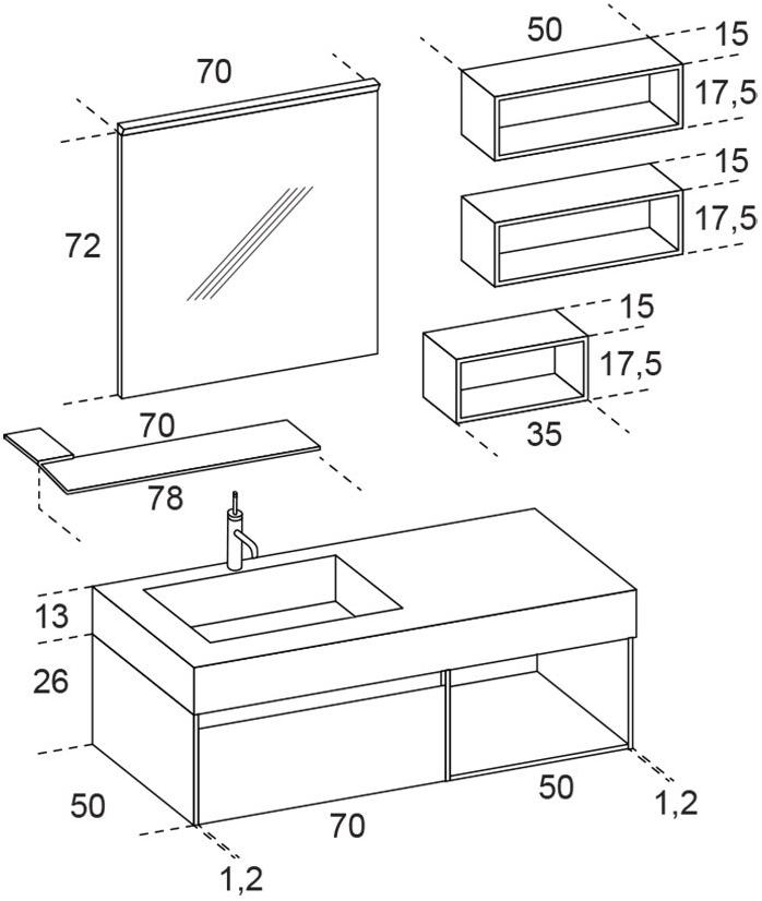 RAB Arredobagno Тумба под умывальник подвесная одинарная 3.0 sun-id-1412177 - Вид №2