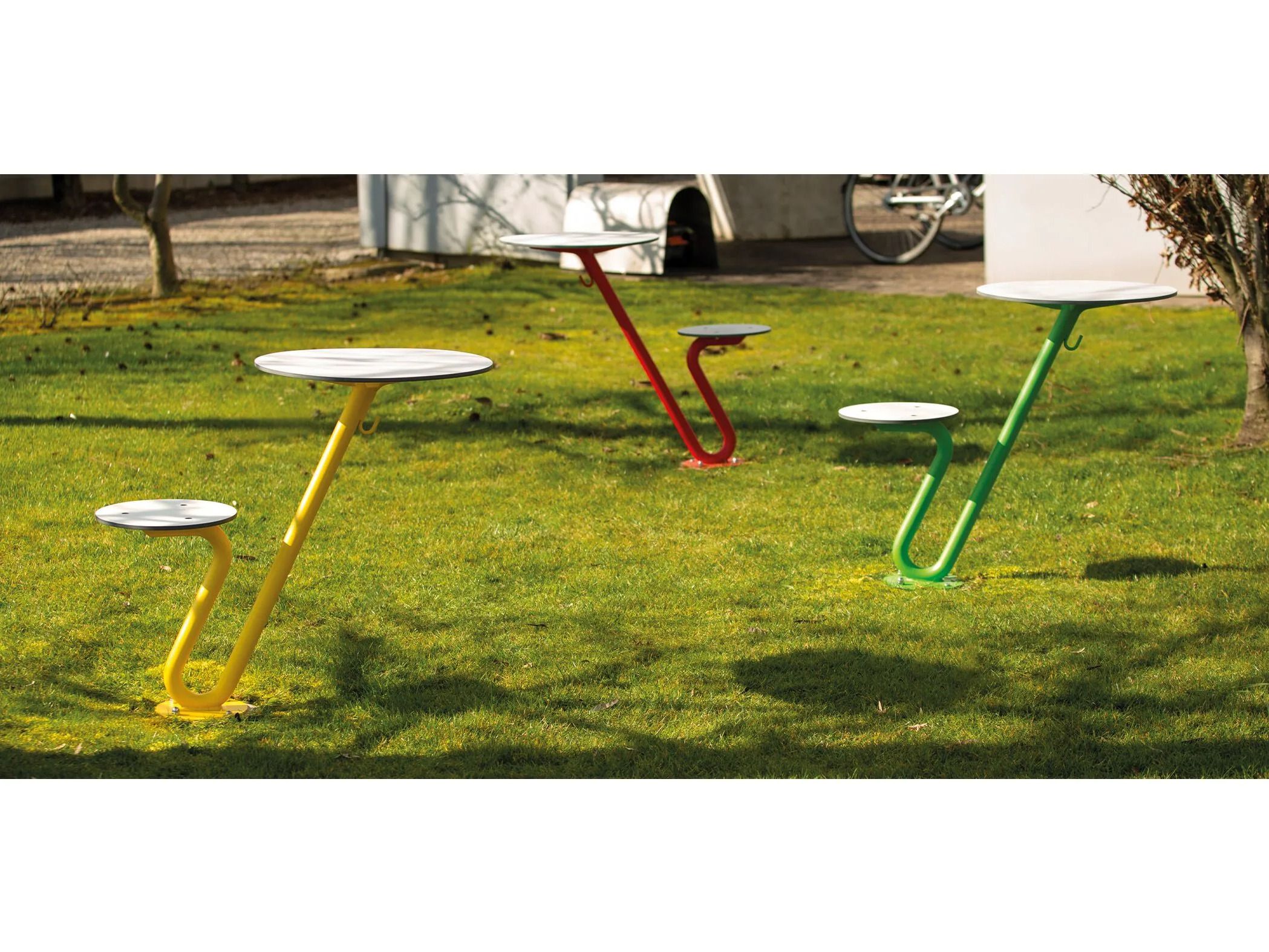 Круглый стальной стол для общественных мест со встроенным сиденьем City Design Zoid ARCH-00116455 - Вид №2